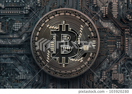 Generative ai. Bitcoin close up illustration 103920280