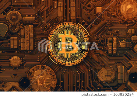 Generative ai. Bitcoin close up illustration 103920284