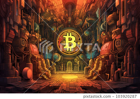 Generative ai. Bitcoin close up illustration 103920287
