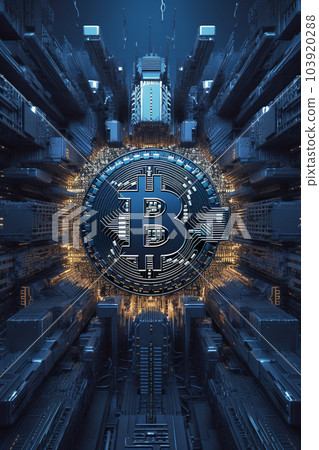 Generative ai. Bitcoin close up illustration 103920288