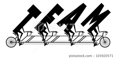 Cycling TEAM. Business and sport concept. Cycling letters T, E, A, M. Black and white	 103920571