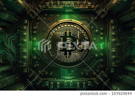 Generative ai. Bitcoin close up illustration Generative ai. Bitcoin close up illustration 103920644