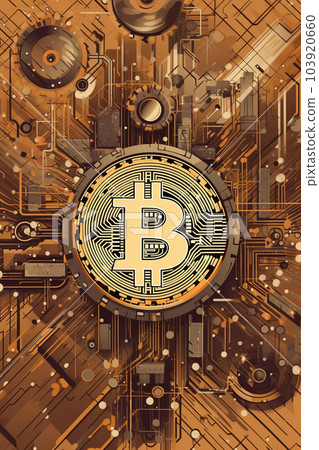 Generative ai. Bitcoin close up illustration 103920660