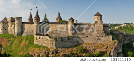 Panorama castle in the historic part of Kamianets-Podilskyi, Ukraine. Panorama castle in the historic part of Kamianets-Podilskyi, Ukraine. 103921110