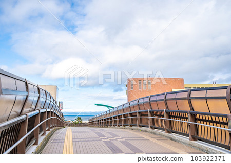 Roadside Station Asamushi Onsen Pedestrian bridge leading to the sea 103922371