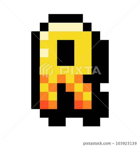 Pixel 8 Bit Uppercase Letter R as Font and Alphabet Vector Illustration Pixel 8 Bit Uppercase Letter R as Font and Alphabet Vector Illustration 103923139