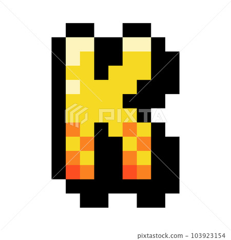 Pixel 8 Bit Uppercase Letter K as Font and Alphabet Vector Illustration Pixel 8 Bit Uppercase Letter K as Font and Alphabet Vector Illustration 103923154