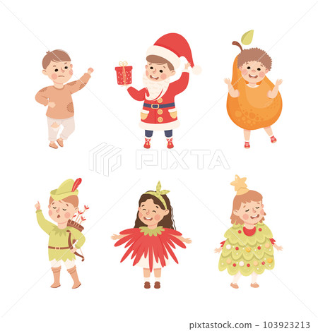 Little Girl and Boy in Theater Play Wearing Costume Performing on Stage Vector Illustration Set Little Girl and Boy in Theater Play Wearing Costume Performing on Stage Vector Illustration Set 103923213