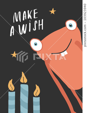 Cute monster birthday greeting card. Vector illustration Cute monster birthday greeting card. Vector illustration 103923940