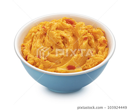 Spicy red chili pepper butter isolated on white background, full depth of field Spicy red chili pepper butter isolated on white background, full depth of field 103924449