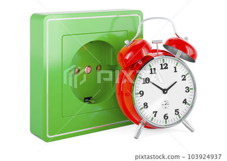 Electrical outlet, socket with alarm clock, 3D rendering Electrical outlet, socket with alarm clock, 3D rendering 103924937