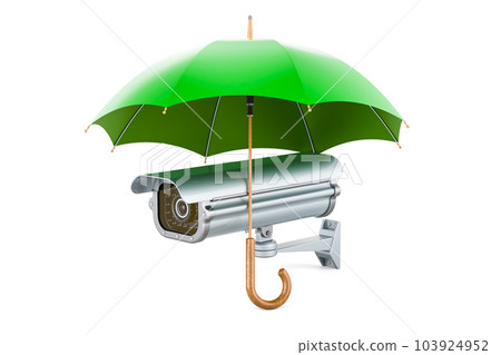 Security surveillance camera under umbrella. 3D rendering 103924952