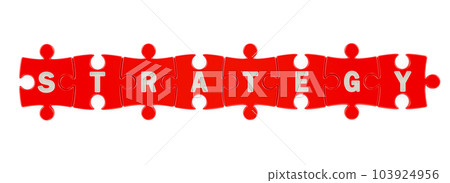 Strategy word from red puzzles, 3D rendering Strategy word from red puzzles, 3D rendering 103924956