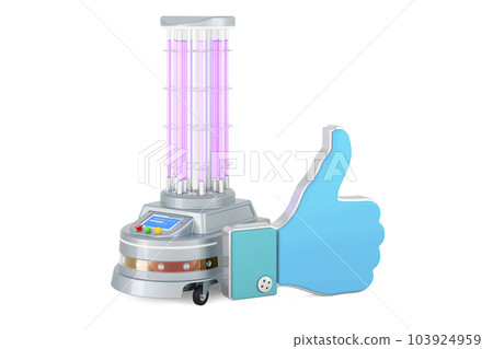 UV-Disinfection Robot with like icon. 3D rendering 103924959