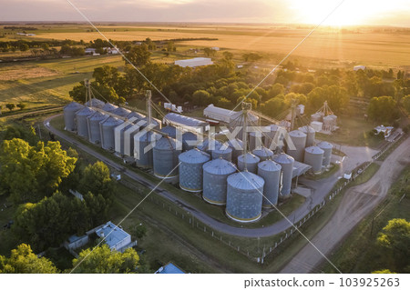 Grain storage steel silos, Patagonia, Argentina 103925263