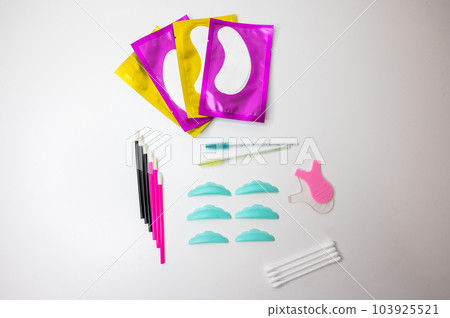 Set for lamination of eyelashes. Eyelash perm procedure. Set for lamination of eyelashes. Eyelash perm procedure. 103925521