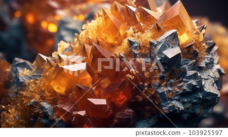 Amazing macro closeup of geometric crystal structure - generative AI, AI generated 103925597