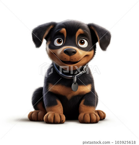 Cute Rottweiler cartoon illustration - generative AI - AI generated Cute Rottweiler cartoon illustration - generative AI - AI generated 103925618