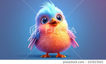Colorful little bird, cartoon illustration - generative AI, AI generated Colorful little bird, cartoon illustration - generative AI, AI generated 103925681