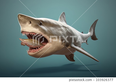 Model of a dangerous predatory white shark with prey in mouth AI Model of a dangerous predatory white shark with prey in mouth AI 103926377