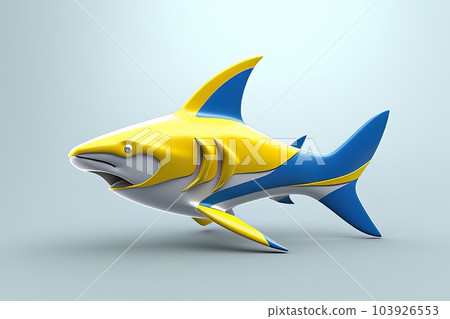 Cartoon image of a shark on a white background isolated AI 103926553