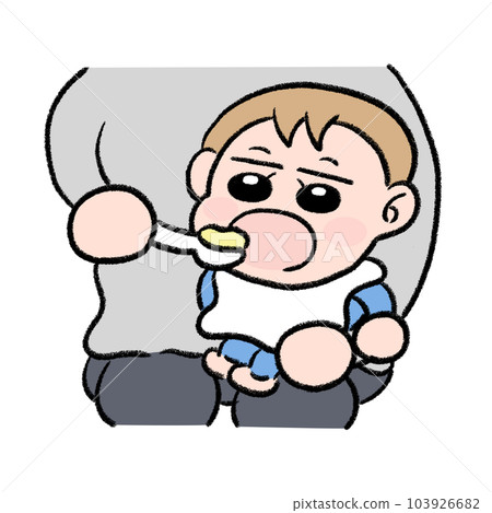 Baby eating baby food 103926682