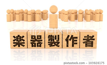 印有樂器製造者特徵的木塊和木棍人物 印有樂器製造者特徵的木塊和木棍人物 103928175