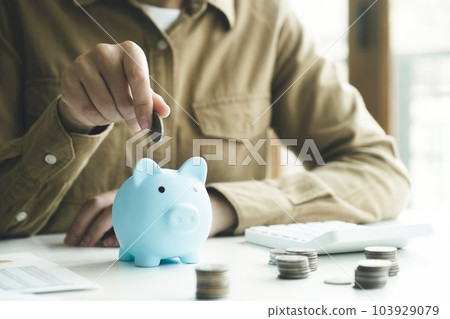 The concept of saving money or savings, investment. 103929079