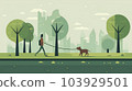 walking in the park with a dog 103929501