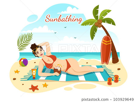 Sunbathing Vector Illustration of People Lying on Chaise Lounge and Relaxing on Beach Summer Holidays in Flat Cartoon Hand Drawn Templates Sunbathing Vector Illustration of People Lying on Chaise Lounge and Relaxing on Beach Summer Holidays in Flat Cartoon Hand Drawn Templates 103929649