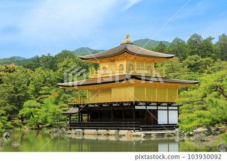 京都的世界遺產金閣寺（六園寺）的風景-照片素材（圖片） [103930092