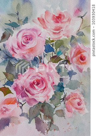 玫瑰水彩畫 103930418