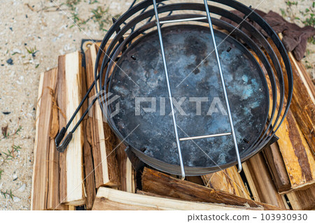 bonfire stand camping gear rugged tools sandy beach camp camping firewood seaside beach la 103930930