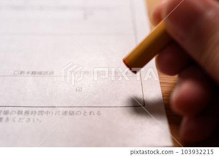 手拿著官方文件上的郵票密封註冊印章 103932215