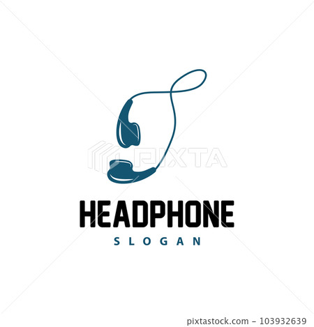 Headphone Logo, Music Listening Device Vector, Elegant Minimalist Simple Design, Silhouette Icon Illustration 103932639