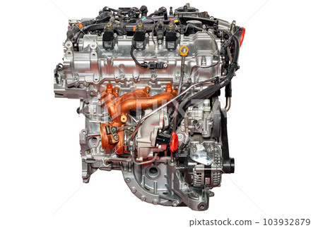 The design of the Maserati internal combustion engine of a modern car at the stand. 05.30.2023. Kyiv. Ukraine. 103932879