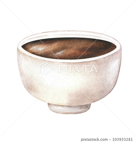 Soy sauce in a white bowl. Used in Japanese cuisine for eating sushi. Watercolor illustration. Hand drawn teriyaki dip in a gravy boat. Isolated Balsamic vinegar on a white background. To create menu Soy sauce in a white bowl. Used in Japanese cuisine for eating sushi. Watercolor illustration. Hand drawn teriyaki dip in a gravy boat. Isolated Balsamic vinegar on a white background. To create menu 103933281