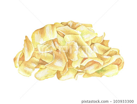 Pickled Chinese cabbage salad. Watercolor illustration. Asian food side dish of fermented vegetables.Traditional Japanese cuisine.Clip art isolated on a white background. Hand drawn canned sauerkraut 103933300