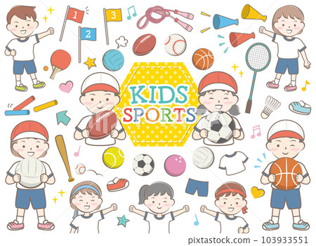 兒童和各種運動的插圖 103933551