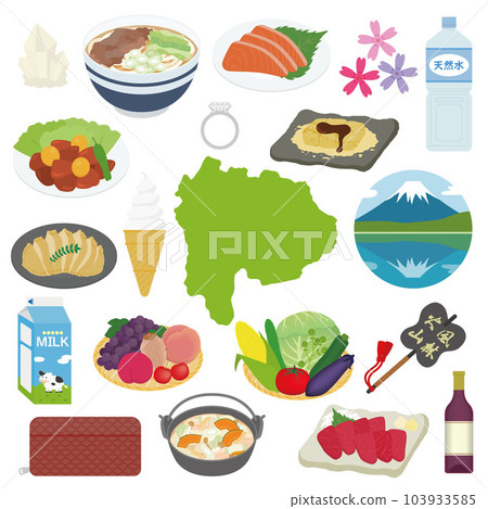 Yamanashi prefecture specialty illustration set 103933585