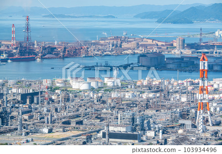 Kurashiki City, Okayama Prefecture Mizushima industrial complex with numerous chemical plants and factories 103934496