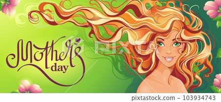 Greeting card Mothers day with red-haired girl Greeting card Mothers day with red-haired girl 103934743