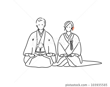 日式新娘新郎黑色 日式新娘新郎黑色 103935585