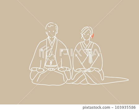 Bride and groom in kimono white Bride and groom in kimono white 103935586
