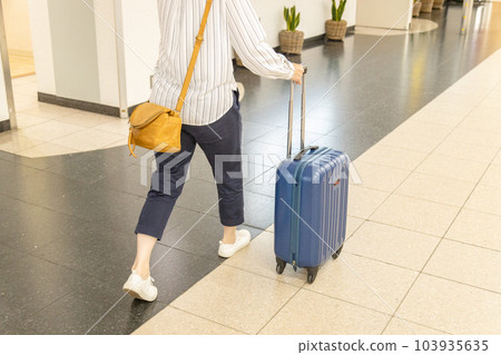 提著藍色手提箱的女人 103935635