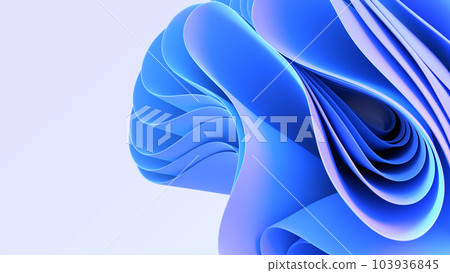 Abstract blue layered background with folded ribbons 3d render. Modern wallpaper with wavy cloth layers and lines, banner template with multi layer gradient texture and space, pattern. 3D illustration 103936845