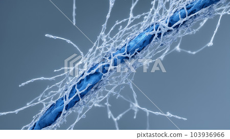 AI-generated image/Illustration of the wind looking at nerve cells under an electron microscope B2 103936966
