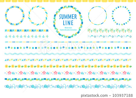 夏季水彩風格線組/帶圖案刷 夏季水彩風格線組/帶圖案刷 103937188