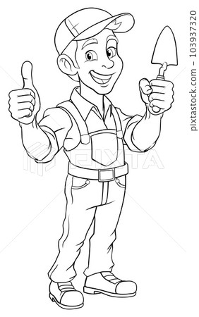 Bricklayer Mascot Tool Mason Construction Mascot 103937320