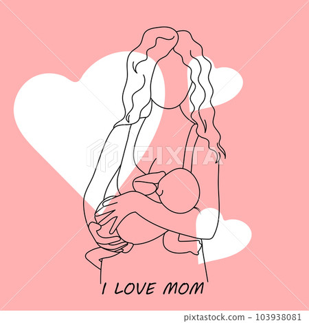 Breastfeeding mom outline greeting card  103938081